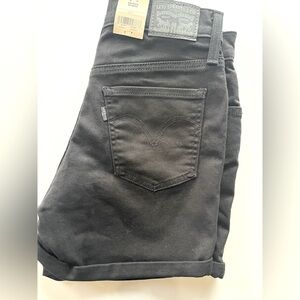 Women's Levi's Mid Length Black Shorts Size 27 NWT Black Denim Shorts